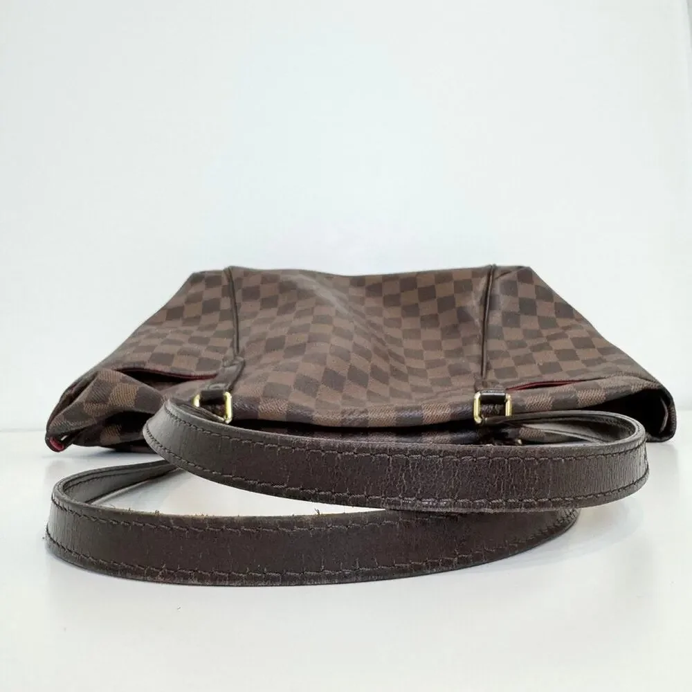 Louis Vuitton Damier Ebene Totally MM Tote Shoulder Bag Gold Zip Side Pockets LV